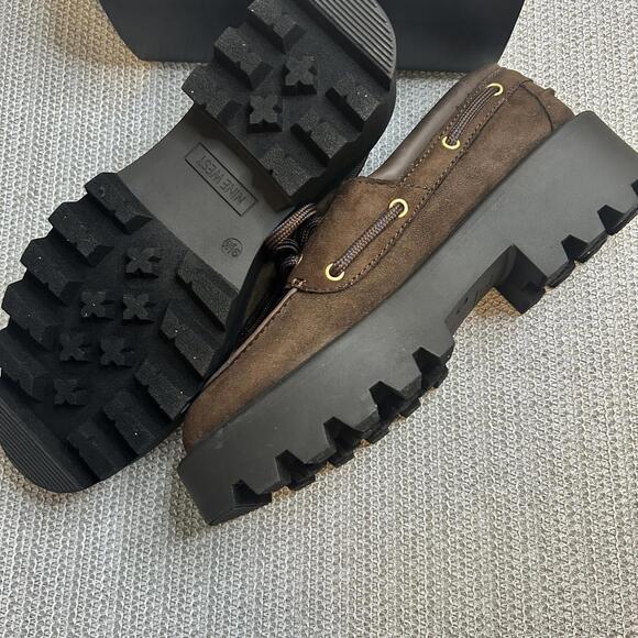 Nine West Brown Suede Kerisa Chunky Platform Lug Loafers Womens 9.5M - Picture 3 of 5